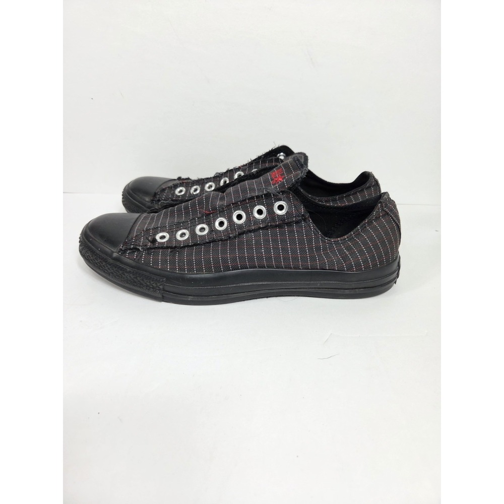 Vtg Y2k Converse Chuck Taylor Slip Ons Men 9 Black Plaid  2000s Rare Grunge Punk